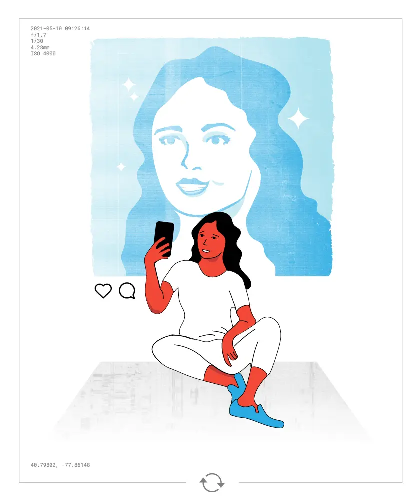 Illustration of girl taking selfie